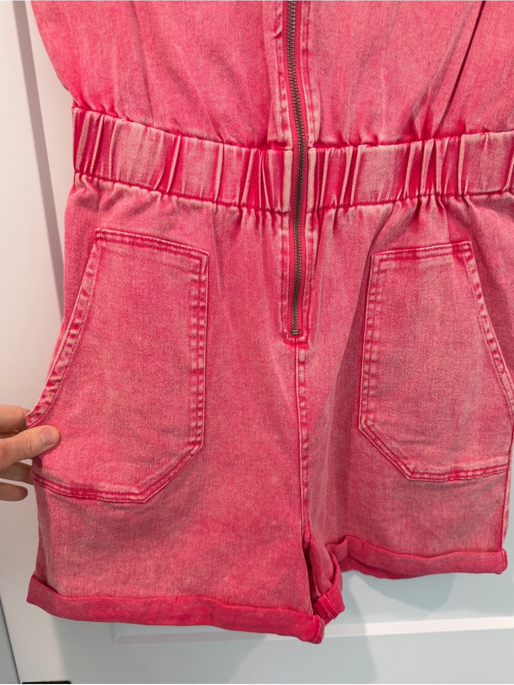 blue b. Pink Short Sleeve Denim Romper Size Medium - Picture 5 of 7